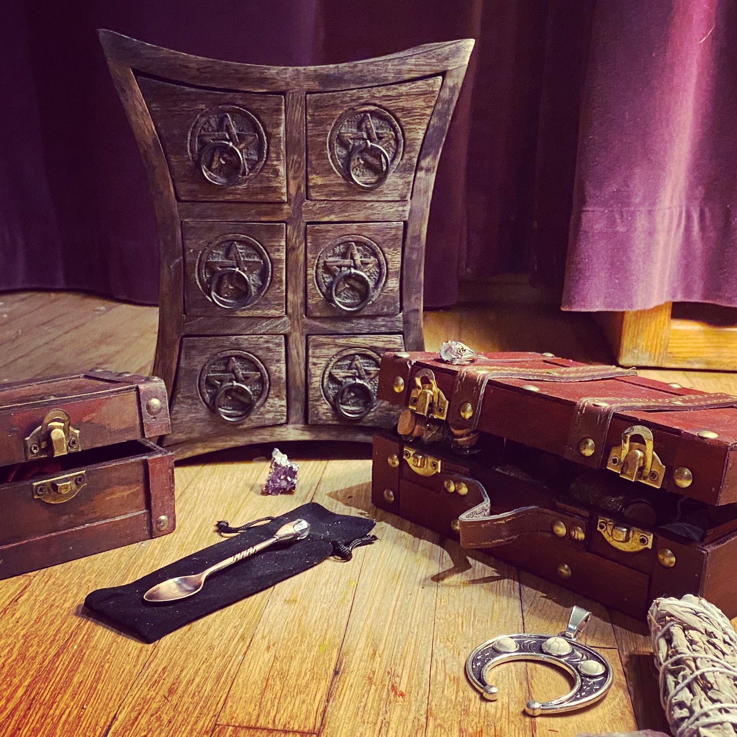 Pentagram Wooden Chest