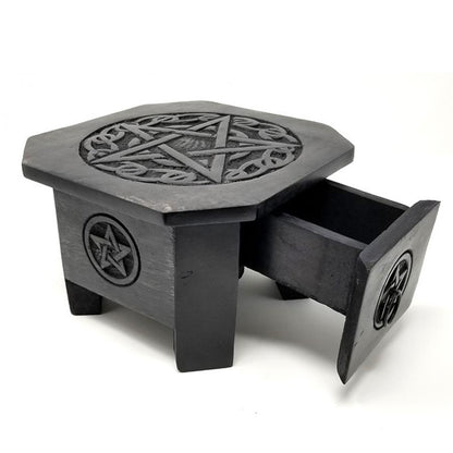 Pentagram Wood Altar Table with Drawer