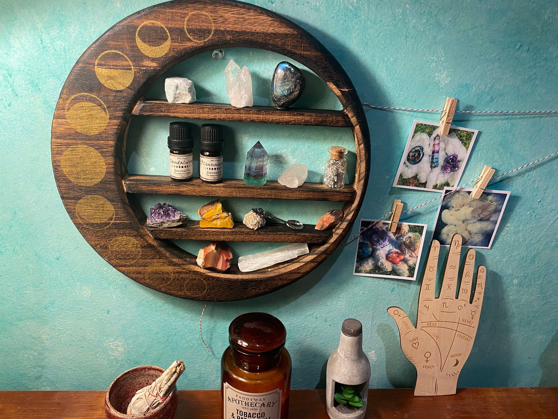moon phase shelf: crystal display