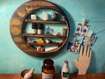moon phase shelf: crystal display