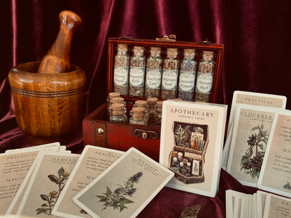Witchcraft Apothecary w/ Mortar and Pestle ~ Herbs Glass Bottles ~ Book of Shadows Journal ~ Wiccan Pagan Altar Supplies for Potion Making