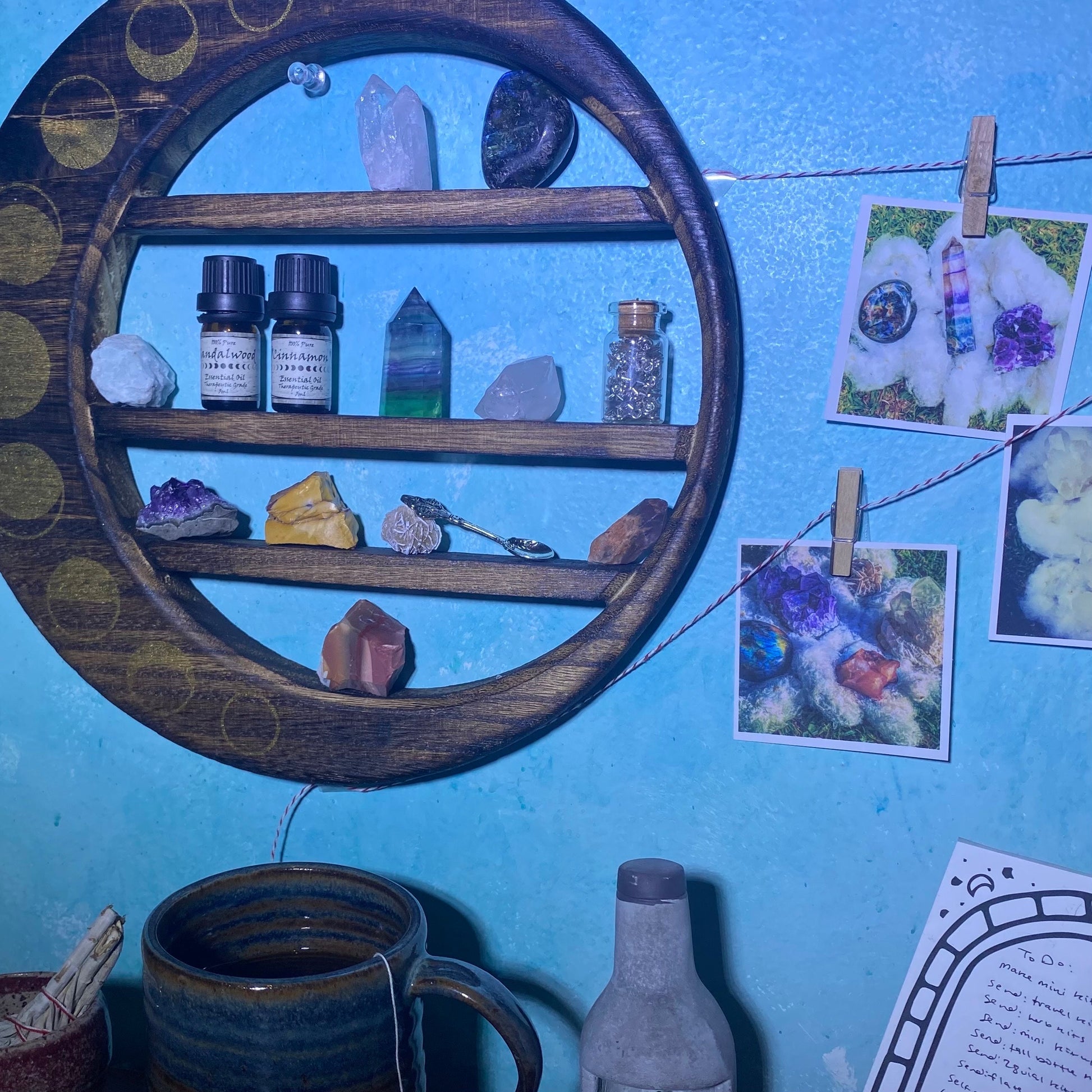 moon phase shelf: crystal display