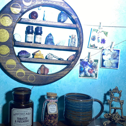 moon phase shelf: crystal display