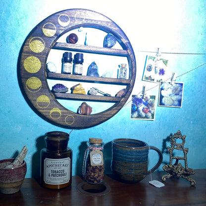 moon phase shelf: crystal display