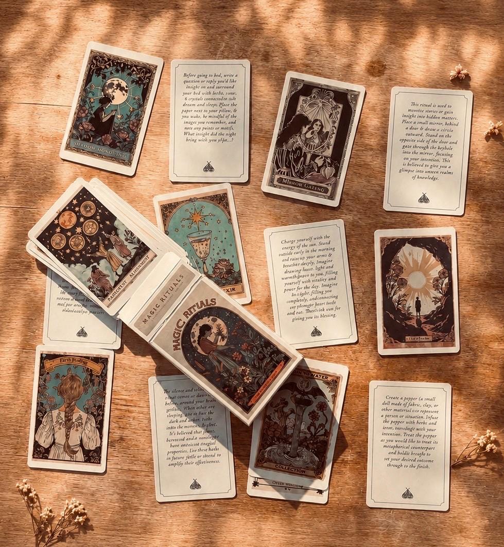 Magic Rituals Card Deck ~ Witchcraft Ritual Cards ~ Spell Cards ~ Book of Shadows ~ Wiccan Pagan Ritual Kit ~ Oracle Deck Grimoire Gift