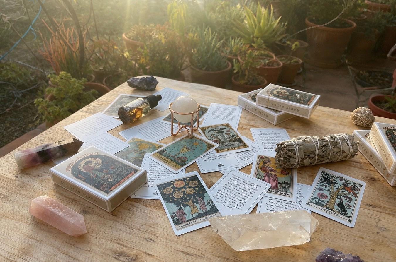 Magic Rituals Card Deck ~ Witchcraft Ritual Cards ~ Spell Cards ~ Book of Shadows ~ Wiccan Pagan Ritual Kit ~ Oracle Deck Grimoire Gift