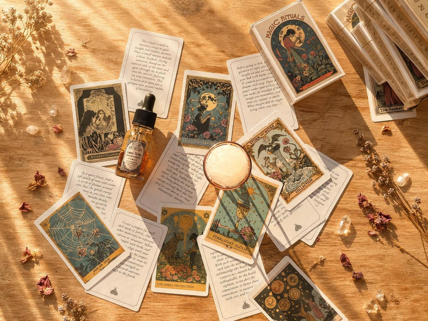 Magic Rituals Card Deck ~ Witchcraft Ritual Cards ~ Spell Cards ~ Book of Shadows ~ Wiccan Pagan Ritual Kit ~ Oracle Deck Grimoire Gift