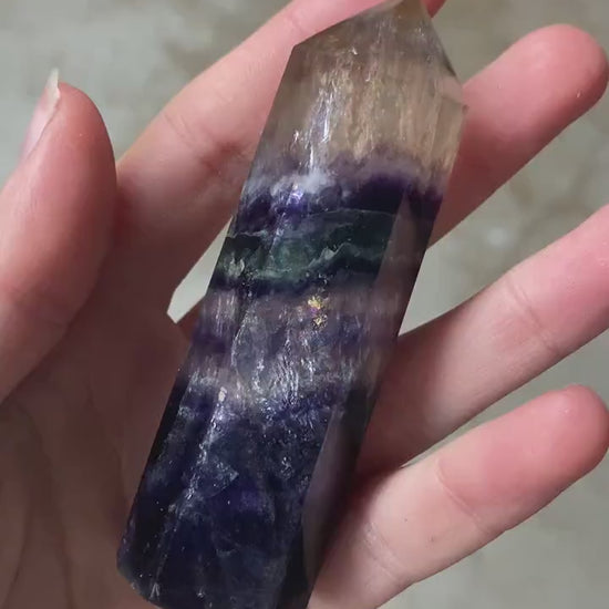 Fluorite Wand Point crystal mineral purple green