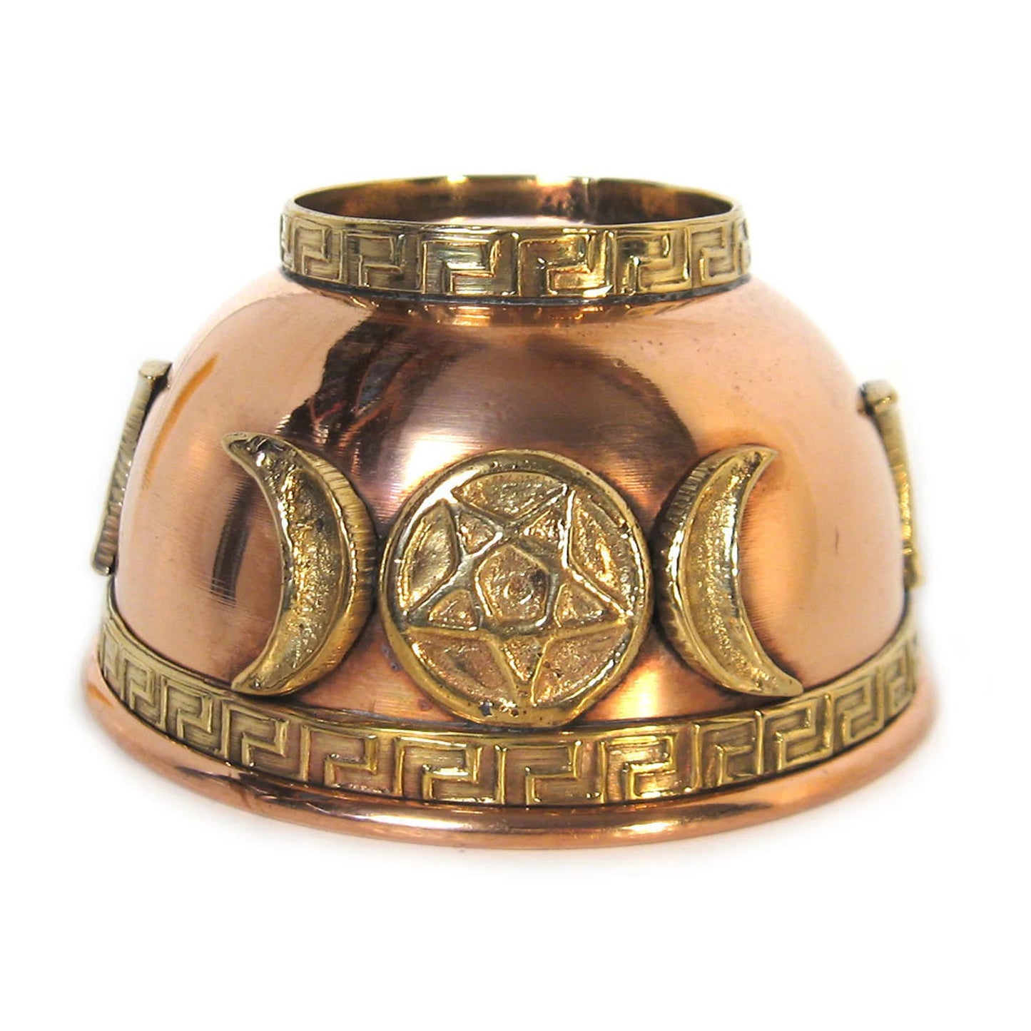Triple Moon Pentacle Copper Offering Bowl 3"