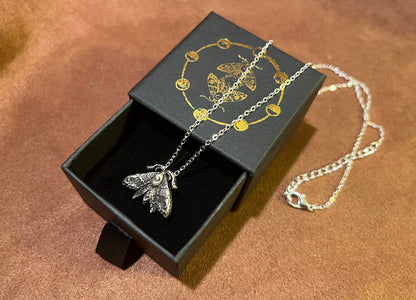 Luna Moth Necklace ~ witchcraft moon necklace lunar moth silver necklace